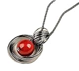 Nataliya Statement Pendant Necklace (Red Bead Pendant)