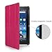 2015 New Fire 7'' Case - Premium Leather Folio Stand Case Cover for Amazon New Fire 7'' Tablet 2015 Version Tablet Only (Rose Red)