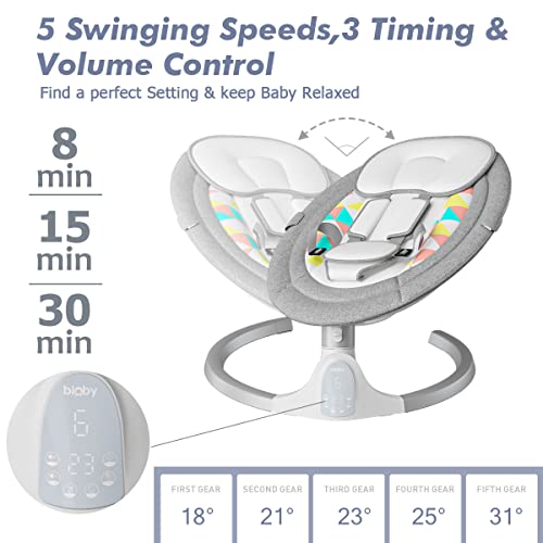 Bioby Baby Swing for Infants,The FivePoint Seat Belt,Bluetooth Touch