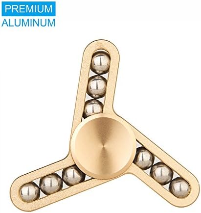 Tri-Fidget Hand Finger Spinner Metal Toy Time Killer for ADD, ADHD, Anxiety, and Autism Adult Children (Golden)