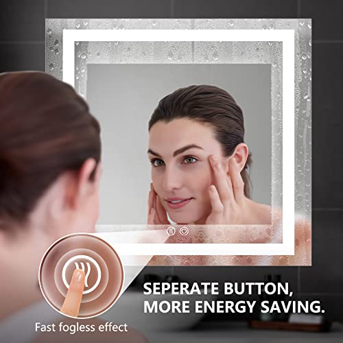 36 inch Square Smart LED Mirror with Lights for Bathroom, Dimmable