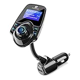 Bluetooth FM Transmitter for Car, Houzetek Wireless In-Car Radio Transmitter Adapter with Dual USB Port, Phone Music Player Car Charger with 1.4 Inches Display, Support TF Card Slot AUX Input