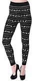 Simplicity Women's Nordic Snowflake Reindeer Knitted Fleece Lined Leggings