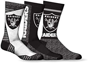 Las Vegas Oakland Raiders Socks Fits Mens Shoe Sizes 7-12 NFL Football Crew Length 3 Pairs
