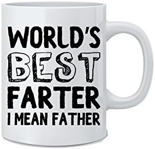 Mad Ink Fashions World's Best Farter I Mean Father - Funny Mug - White 11 Oz. Novelty Coffee Mug - Great Gift for Husband, Friend, Brother, Dad Friend's and Teacher