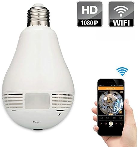 Light Bulb Camera -1080P Hidden HD Panoramic Security Wireless IP Surveillance Supports Remote View IR Night Vision Motion Detection by Leocam