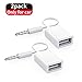 AUX to USB Adapter, Biming 3.5mm Audio Jack to USB Converter；USB Audio Cable with Aux Port for Car Stereo (White,2PACK)