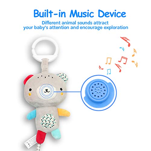 EASICUTI Baby Soft Plush Rattle Teether Set, Infant Stroller Car Seat Musical Hanging Rattles Teethers Toys, Early Development Handbells Baby Toys, Sensory Gift for 3, 6, 9, 12 Month Newborn-3 PCS - Thumbnail 4