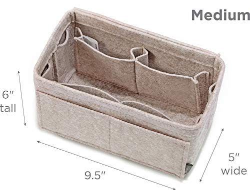 Pelikus Felt Purse & Tote Organizer Insert/Multi-Pocket Handbag Shaper (Medium, Oatmeal - m)