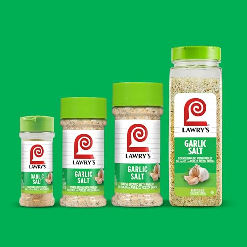 LAWRY’S COARSE GRIND GARLIC SALT WITH PARSLEY, 28 OZ – ONE 28 OUNCE CONTAINER OF GARLIC SALT AND PARSLEY SEASONING FOR BEEF, POULTRY, STIR-FRY AND PASTA