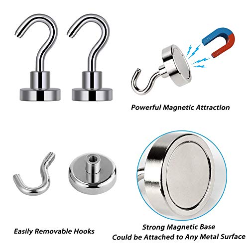 image for EVISWIY Strong Magnetic Hooks Refrigerator for Hanging Keys Grill Tool