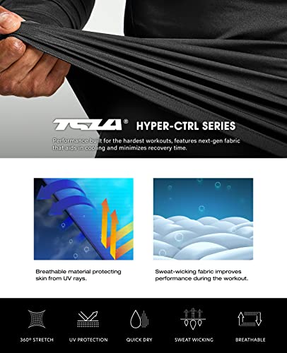 TSLA Men’s Long Sleeve Compression Shirt, UV Protection, Sweat Absorbent, Quick Drying, Long Shirt, Compression Wear, Undershirt, Sports Inner, Base Layer, Training Wear