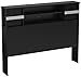 South Shore Step One Bookcase Headboard with Compartment Storage, Full 54-inch, Pure Black