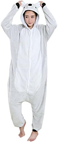 ABING Halloween Pajamas Homewear OnePiece Onesie Cosplay Costumes Kigurumi Animal Outfit Loungewear,Koala Adult L -for Height 167-175CM