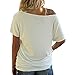 VANCOL Women's Print Sexy Slope Shoulder Short Sleeve White Loose Plus Size T-Shirt Top (XL)