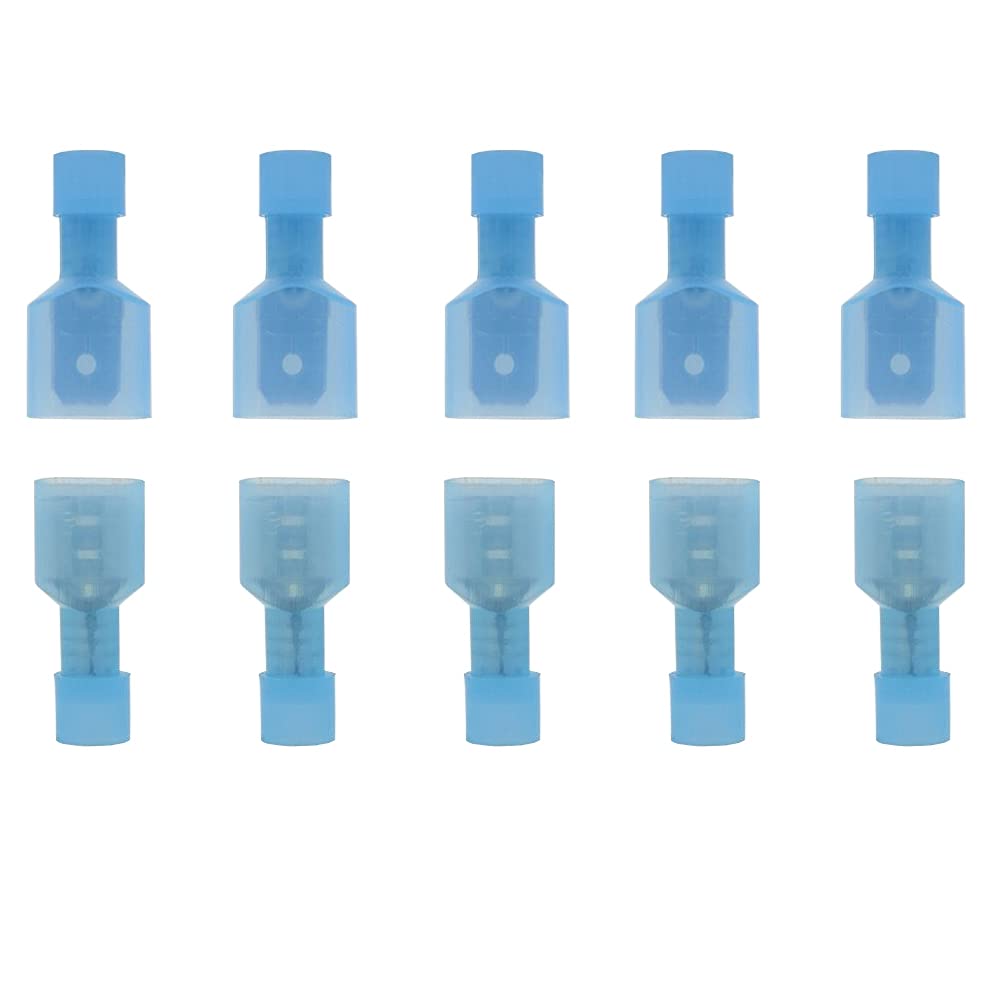 Ruidee 100Pcs Spade Terminals 16-14 AWG Fully Insulated Nylon Male/Female Quick Disconnect Electrical Wire Crimp Terminal Connectors Blue/UNSL