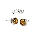 Sterling Silver Dark Yellow Synthetic Topaz Colored Round Cz Stud Earrings 2.00 Carat