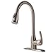Hotis Commercial Pull Out Single Handle Stainless Steel Pull Down Sprayer Kitchen Sink Faucet, Brushed Nickel Kitchen faucets with Escutcheon