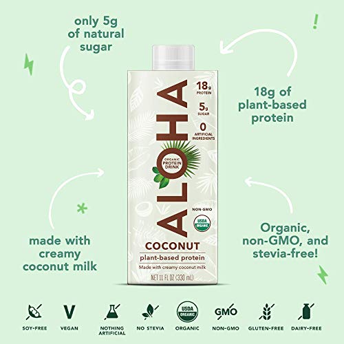 image for ALOHA Organic Vegan Plant Based Protein Drink with MCT Oil |Coconut |1