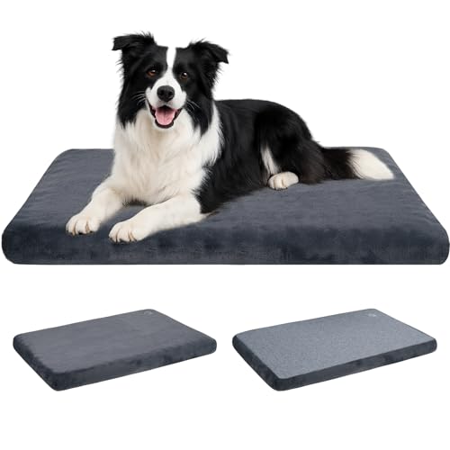 EMPSIGN Reversible Dog Cushion (Hot & Cold), Waterproof Dog Mat for Large Dogs (35" x 22" x 3"), High Density Foam Dog Bed, Dog Mattress with Cover