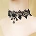 LEFINIS Black Rose Bead Popular Girl Gothic Black Lace Collar Choker Necklace Earrings Set