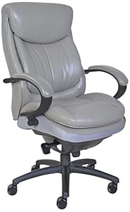 Shiny gray office chair with armrests