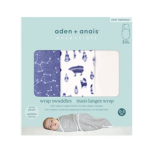 aden + anais Essentials Easy Wrap Swaddle, Velboa Baby Wrap, Newborn