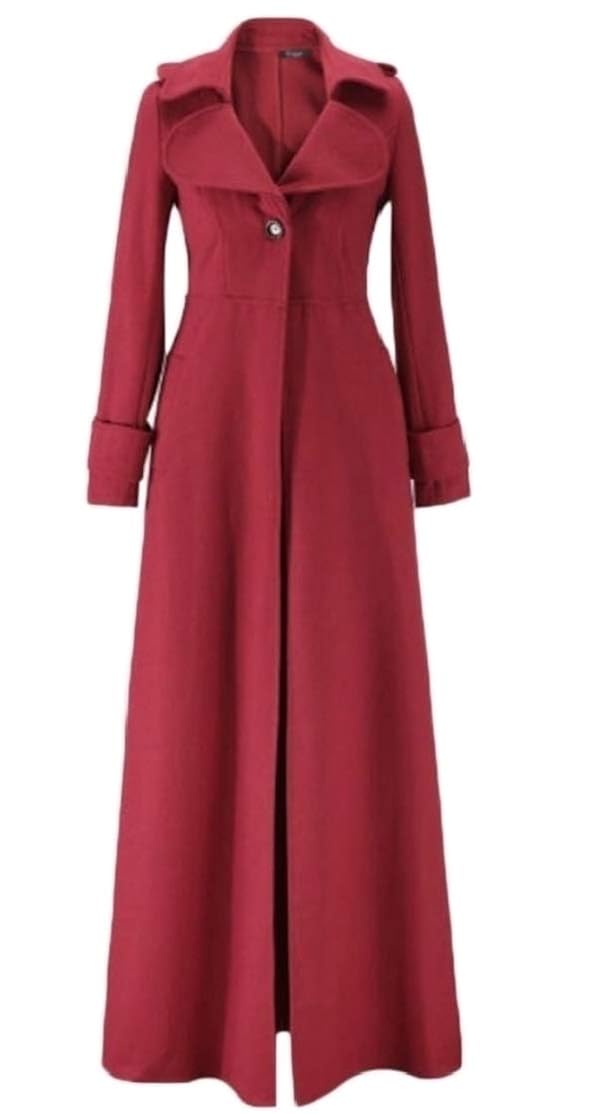 Chengzhong Womens One Button Long Length Wool Blend Overcoat Floor