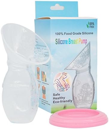 Silicone Breastfeeding Manual Breast Pumps MpingT Milk Pump-Manual Breast Milk Pump for Hands Free &amp; Gentle Suction - Lid Included - 100% Food Grade Silicone