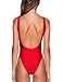 Women's Letter Print Backless One Piece Monokini Bikini (Medium, Red)