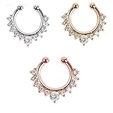 Nose Ring Septum Piercing Jewelry, Cubic Zircon Fake Septum Nose Ring for Women Non Piercing Clip On Body Piercing Jewelry