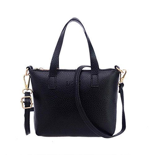 Clearance! Women Fashion PU Leather Small Tote Handbag Purse Zipper Crossbody Shoulder Bags Messenger Satchel (Black)
