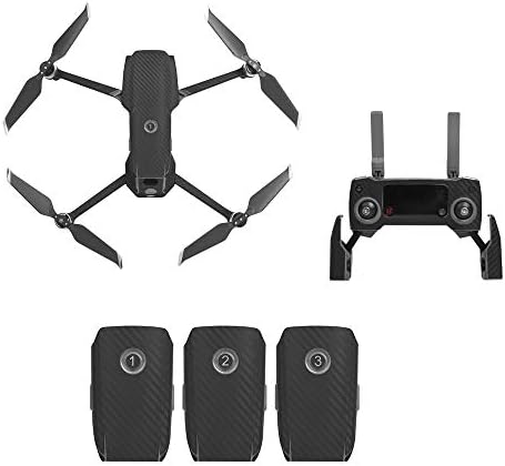 Kingwon Waterproof Sticker Decals Cover Skin Carbon Fiber Wrap for DJI MAVIC 2 PRO/MAVIC 2 ZOOM Drone,Remote Controller and Battery Tag (Black)