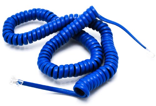 Telephone Cord Handset Curly - Phone Color Classic Blue 15ft - Works on virtually all Trimline Phones and Princess Telephones - Landline Telephone Accessory iSoHo Phones