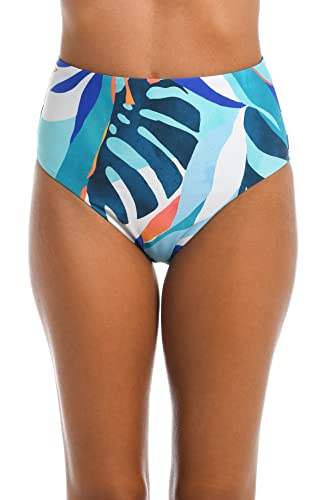La Blanca Women’s High Waist Swimsuit Bottom, Ice Blue//Coastal Palms, 4