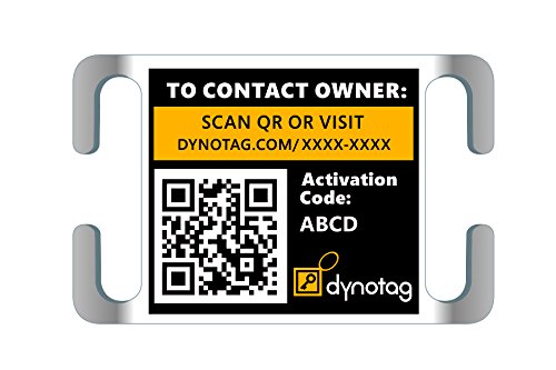 Dynotag Web/GPS Enabled QR Code Smart Stainless Steel SLIDER Pet Tag (OPEN SLOT, Tag only, for 1 inch Collar Band)