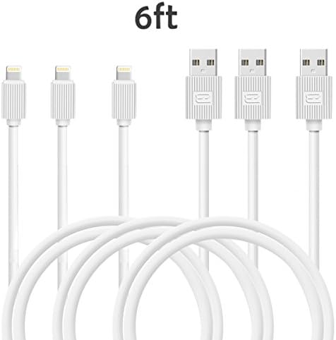 originAIM Lightning Cables 3-Pack/6-FT USB Charging MFi Cables For iPhone iPad iPod (WHITE)