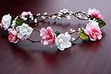 Bridal Flower Crown Floral Crown Wedding Wreath Boho Garland (white/pink)