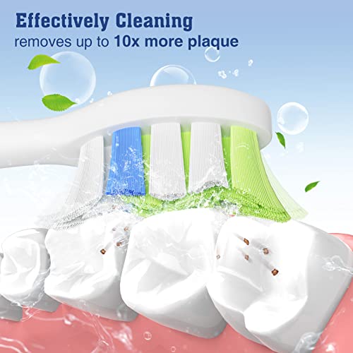 Brightdeal Replacement Brushes Compatible with Philips Sonicare - Electric Toothbrush Heads for EasyClean HealthyWhite and Other Snap Handles, 4 Pieces White and 4 Pieces Black