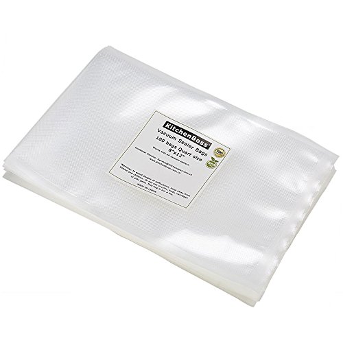 Vacuum Sealer Bags,Food Saver Bags 100 Quart Size 8"x12",Sous Vide Bags,Commercial Grade for Food Storage, by KitchenBoss