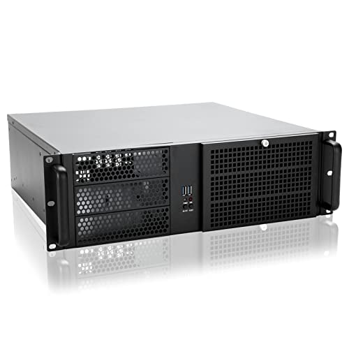 RackChoice 3U Server Chassis Rackmount Case with 3x5.25+4x3.5 Support ATX/MATX/MiniITX M/B and SFX Power Supply, dust Filter Bracket infront Easy maintenace