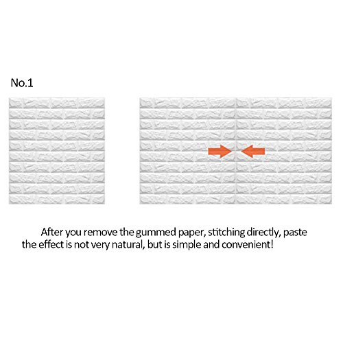 Baiyu 3D White Imitation Brick Wallpaper Wall Stickers Stereoscopic Waterproof Removable Decoration TV background Bedroom Living Room Restaurant Wall Decor--Size 7077cm - Thumbnail 6