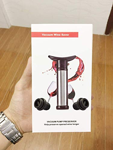 Vacuum Wine Saver Pump Preserver with 4 Vacuum Wine Stoppers, Black, Stainless Steel, Food Grade Material, Keep Wine Fresh and Flavorful for 14 Days - Thumbnail 5