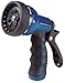 Dramm Revolver Heavy Duty 9 Pattern Quick Click Adjustable Garden Hose Spray Nozzle with Trigger Style Handle, for your Car, Boat, Deck, Sidewalk, Flowers and Young Trees, Blue