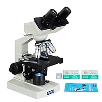 Awarded Best Compound Microscope 2016 - OMAX 40X-2000X Lab LED Binocular Microscope with Double Layer Mechanical Stage w Blank Slides Covers and Lens Cleaning Paper