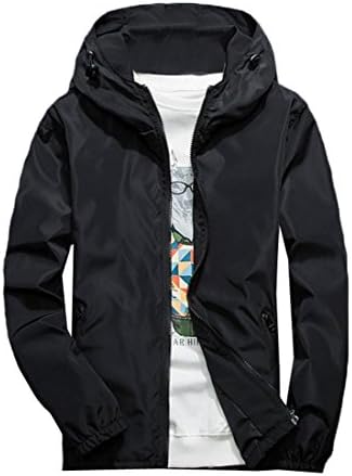 XTT Men Calssic Zip Up Sportweat Hoodie Lightweight Jackets Black 4XL