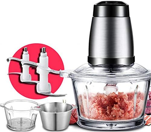 Multipurpose Electric Meat Grinders Stainless Steel Food Chopper Processor with 2 Replaceable Blade and 2 Bowl - Mini Kitchen Chopper Vegetable Fruit Cutter 2L(Black)