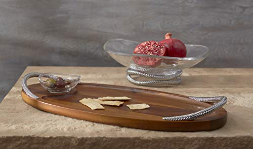 Nambe Braid Acacia Wood Serving Board with Chrome Accents and Glass Dipping  Bowl - 18 in x 8.5 in | Pricepulse
