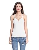 Shymay Women's V Neck Camisole with Build In Bra Padded Spaghetti Strap Tank Top