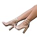 Women's Sexy Ankle Strap Sandal Transparent Open Toe Chunky High Heel Shoes (US 7, Gold)